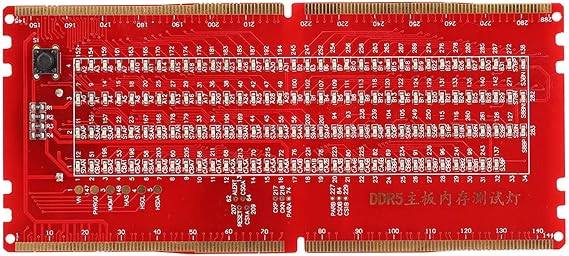 DDR5 RAM Memory Slot Tester Card, PC Motherboard Diagnostic Tool with LED Lights, Portable DDR5 Desktop Memory Test Card for and Motherboards, No External Power Supply Re (Red)