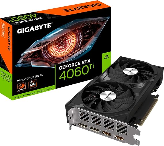 GIGABYTE GeForce RTX™ 4060 Ti WINDFORCE OC 8G WINDFORCE COOLING SYSTEM Gaming Graphics Card with 2 fans