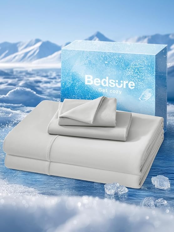 Bedsure Cooling Sheets Full Size, Hot Sleeper Bed Sheets, Up to 18 Inches