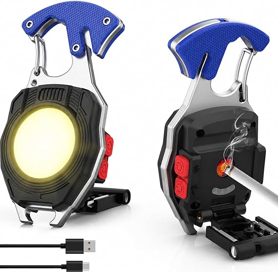 6'sı 1 Arada Anahtarlık Fener, COB LED Mini El Feneri, Type-C Şarjlı, 7 Aydınlatma Modu, Karabinalı Çok Amaçlı Kamp Feneri, Şişe Açacağı, Tornavida, İp Kesici, Mıknatıslı Acil Durum Feneri