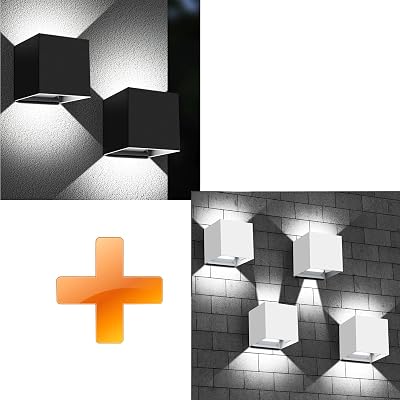 LEDMO LED Up and Down Outdoor Wall Lights 20W Anti-Rust Adjustable Modern Wall Sconces Exterior Light Fixture Waterproof 6000K Black Porch Lights for Patio Yard Garage Wall Mount Lighting 2 Pack