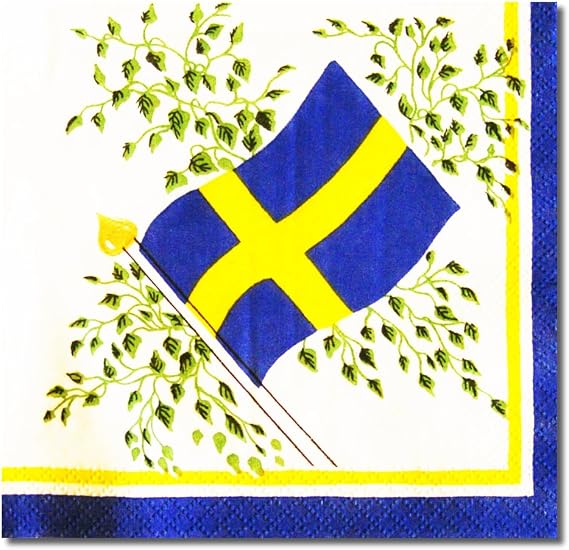 Sweden Flag Luncheon Napkin - New 30 Pk Y
