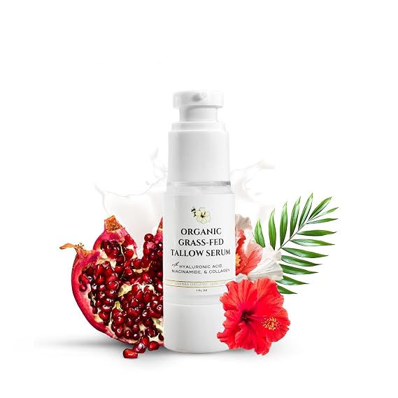 Eczema & Psoriasis Tallow Serum, Gentle & Hydrating with Aloe Vera, Niacinamide, Collagen, Hyaluronic Acid, Green Tea, Nourishing Formula For Sensitive & Dry Skin 1oz