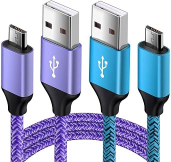 Android Charger Micro USB Cable 2 Pack 6ft Long Braided Cords Fast Charging Compatible for Samsung Galaxy S7 S6 Edge/Active, J8 J7 J3 V, Moto E5 G5 G6 Play, Tablet, PS4 Pro Slim, Note 4 5, LG G3 G4 Q6
