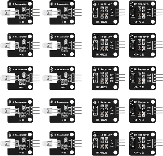 Dorhea 10Pcs Digital 38khz Ir Receiver Sensor Module + 10Pcs 38khz Ir Transmitter Sensor Module Kit for Electronic Building Block