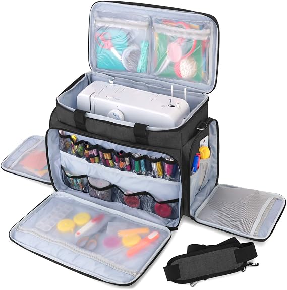 LUXJA Sewing Machine Case with Removable Padding Pad, Black | Travel Case for Most Standard Sewing Machines & Accessories, Bag Only
