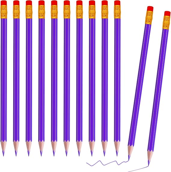 12 Pcs Purple Pencils Erasable Checking Pencils, Pre-Sharpened, for Marking, Coloring, Tests, Grading, Office