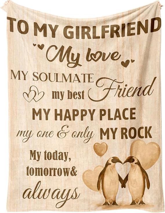 Girlfriend Valentines Day Gift,to My Girlfriend Gifts Blanket,Happy Anniversary,Christmas,Birthday Gifts for Women,Romantic Long Distance Relationship Gifts for Her-Throw Blanket 50"x60"