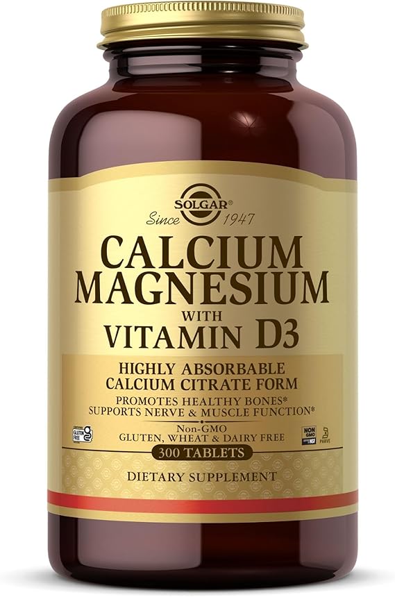 Solgar Calcium Magnesium with Vitamin D3, 300 Tablets | Promotes Healthy Bones, Supports Nerve & Muscle Function, Highly Absorbable Form, Non-GMO and Gluten Free - 60 Servings