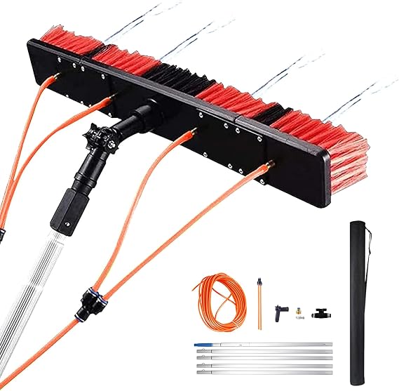 Telescopic Window Cleaning Kit - Extendable Pole 3-12m, Adjustable 55cm Brush Head, Water-fed, Ideal for Solar Panel Cleaning and High Reach Windows