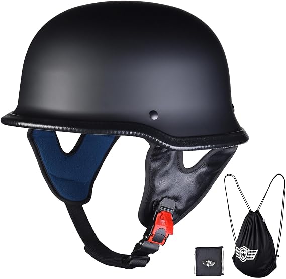 AHR Motorcycle Helmet German Style Half Helmet for Bike Cruiser Scooter Chopper Half Face Helmet for Men Women DOT Approved, Run-G