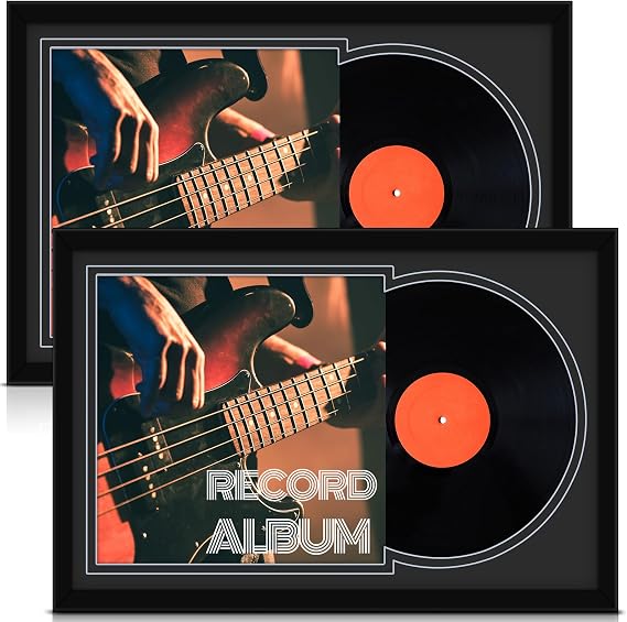 Colingmill 2 Pcs Vinyl Record Display Frame, Black Matting