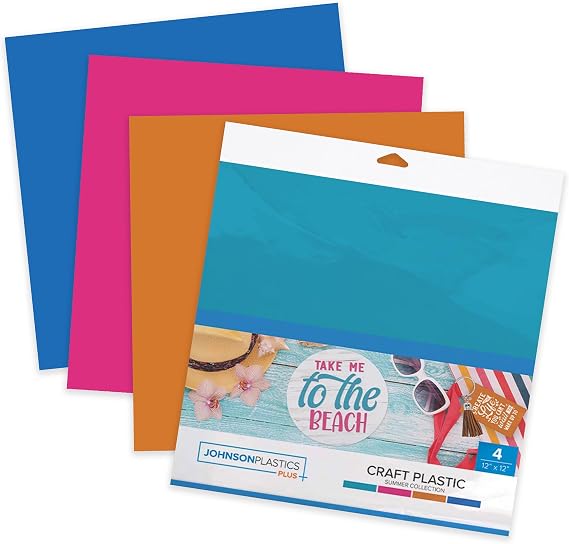 JPPlus Craft Plastic Plastic Craft Sheets for Cricut, Laser Cutter, Engraver Use- Summer, 4 Pack
