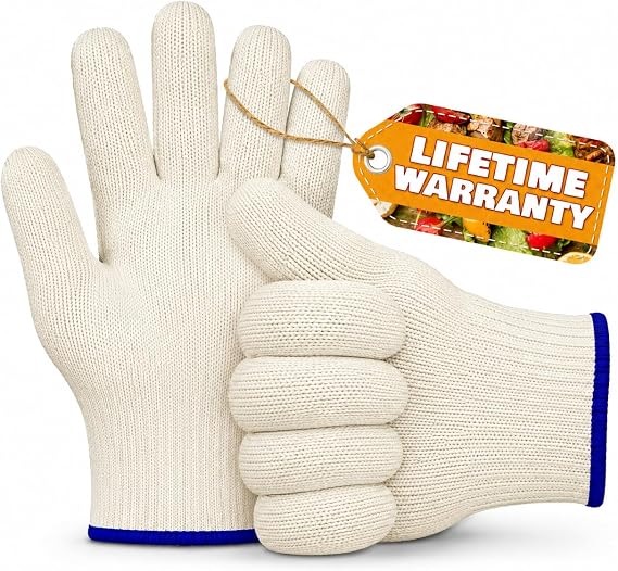 Heat Resistant Gloves for Cooking & Grilling; 9.45"x3.94" (White)
