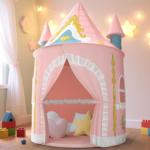 Skirfy Kids Play Tent for Girls Toddler Indoor Princess Tents for Kids Ages 4-8 Large Outdoor Playhouse Castle for Girl Boys 3-5 4-6 Birthday Thanksgiving