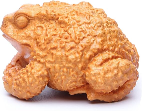 Toad Statue Home Office Decor,Solid Wood Frog Figurines Garden Desktop Decor,Feng Shui Gift Animal Sculpture Decorative Ornaments