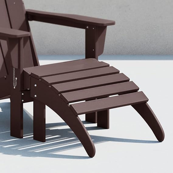 Costaelm Adirondack Chair Footrest Foldable Ottoman, Folding Ottoman Outdoor Foot Rest for Patio Waterproof, Adirondack Ottoman Outdoor, Dark Brown