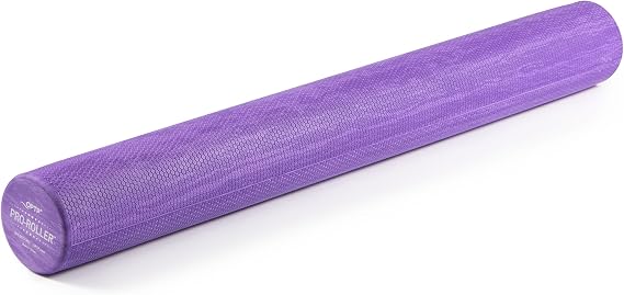 OPTP PRO-ROLLER Standard Density Foam Roller Round, Purple, 36" x 4" | Durable roller for back massage, deep tissue foam roller exercises, stretching, fitness, yoga & Pilates, purple, 36" x 4"