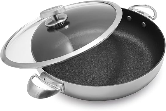Scanpan CS+ 5.25 QT Nonstick Chef Pan with Lid Compatible with All Cooktops, Induction Ready, Metal Utensil Safe, Oven Safe to 500F, Dishwasher Safe
