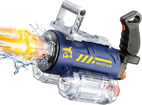 Automatic Electric Water Gun for Adults Kids, LED Lights, 700CC+2300CC Tank | Auto squirt water gun with spray sound, 26-33 ft range and 2300CC backpack for Summer Outdoor pool, beach and backyard play