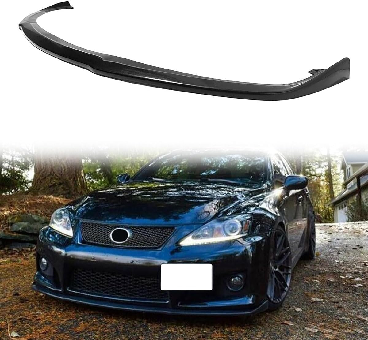 Front Bumper Lip Compatible with 2008-2014 Lexus is-F, Unpainted Black AS Style Polyurethane Front Lower Chin Spoiler Protector, 1 PC