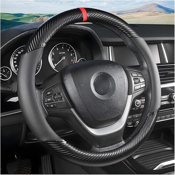 Moly Magnolia 15 Inch Car Steering Wheel Cover, Black-1