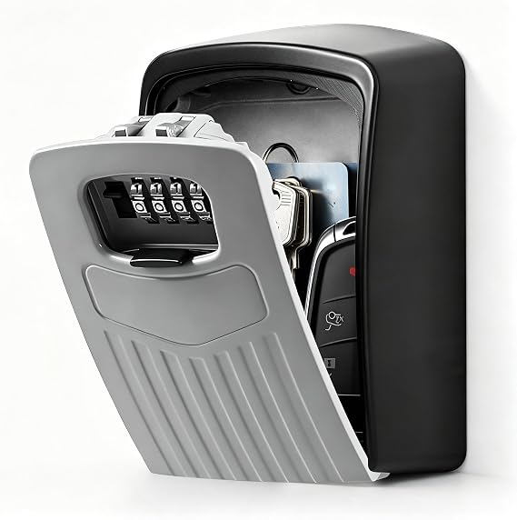 Extra Large Key Storage Security Lock,V-Resourcing Sturdy Wall Mounted Outdoor, Re-settable 4 Digit Combination Lock Box,Share and Secure Keys for Home,Office,Garage etc[Internal size:11.4x8.2x4.8cm]