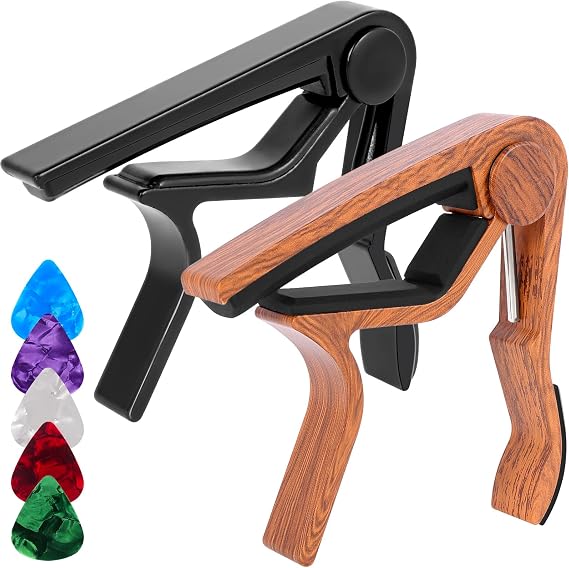 Pack of 2 Guitar Capo for Acoustic & Electric Guitar 6 String with 5 Picks
