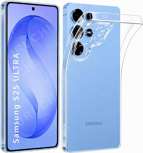 URUCHI Crystal Şeffaf Kılıf Samsung S25 Ultra için, [Sararma Önleyici] [Kamera Koruma] [Askeri Sınıf Düşme Testi] Şeffaf Şok Geçirmez Koruyucu Yumuşak Silikon İnce Kapak
