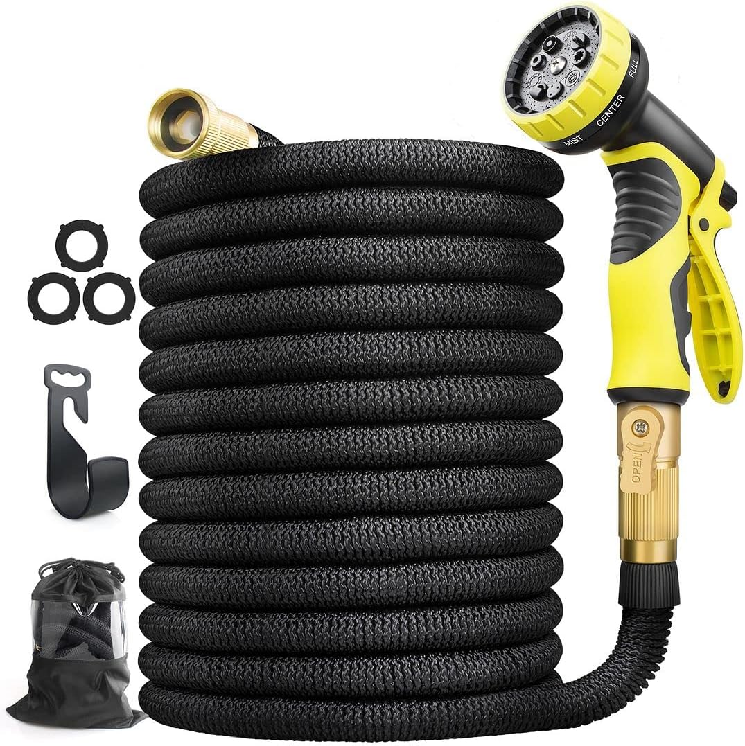 Aterod 75 feet Expandable Garden Hose, Extra Strength Fabric, Flexible Expanding Water Hose with 9 Function Spray Nozzle