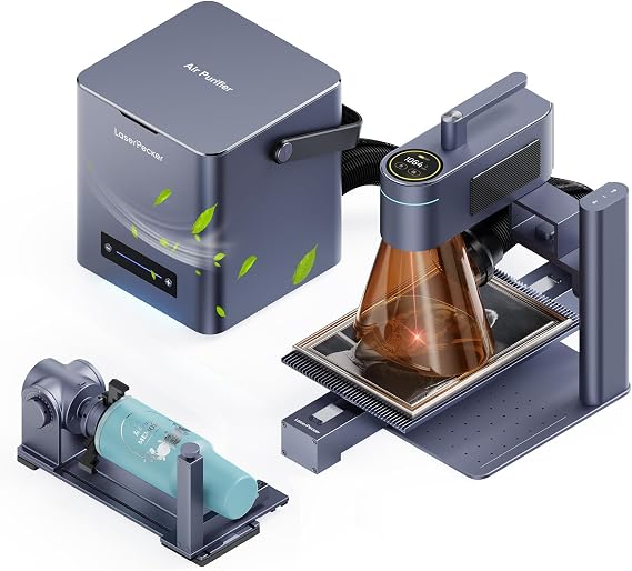 LaserPecker LP4 (Ultimate), 10W Diode + 2W IR Dual Laser Engraver Machine 4000mm/s Ultra Fast Speed Handheld Laser Engraving & Cutting Machine - with Air Purifier + Slide Extension + Rotary Extension