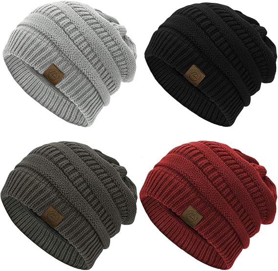 Durio Beanie Hats for Women - Slouchy Beanies Unisex Warm Winter Caps Soft Breathable & Cozy Stretchy Knitted Cuffed Cap
