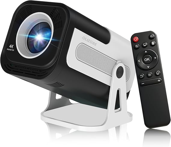 Mini Projector with WiFi and Bluetooth, Movie Projector with Built in Apps | 4K Support Portable Outdoor Projector, Auto Keystone, 180 Rotatable, 200 ANSI, Compatible with Phone, TV Stick, Laptop