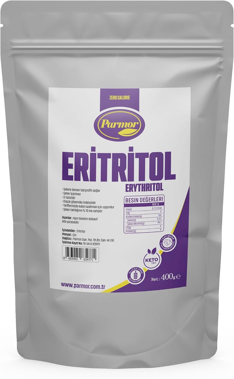 PARMOR ErythritolErythritol - Powder Sweetener 400 g - Suitable for KetoKetogenicVegan Diet