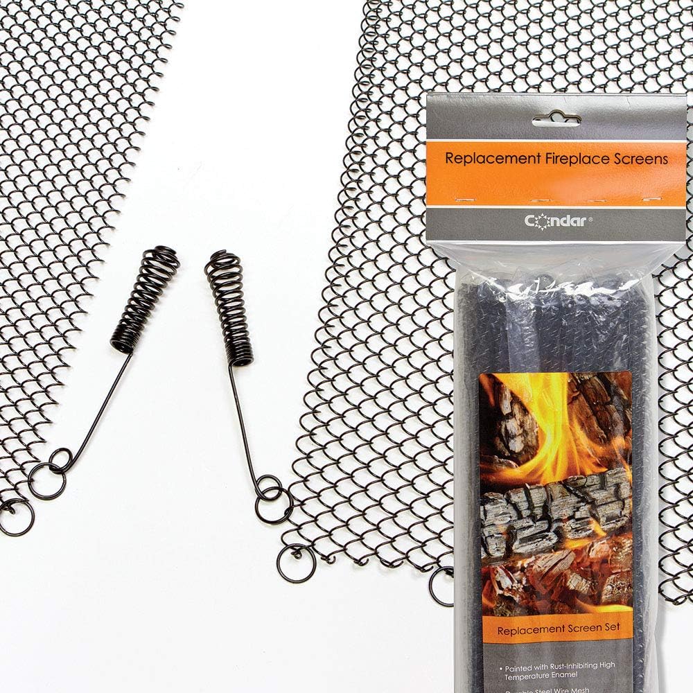 Enhance the Style of Your Fireplace with a Condar Mesh Screen. Fireplace Mesh Screen Curtain. 23 High. Includes 2 Panels, each 24 Wide