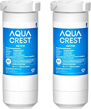AQUA CREST XWF Refrigerator Water Filter, Replacement for GE WR17X30702, Compatible with GE GNE27, GFE26, GDE25, GSS25, PSE25 Series Refrigerators, NSF 42 & 372 Certified, 2 Pack (No-chip)