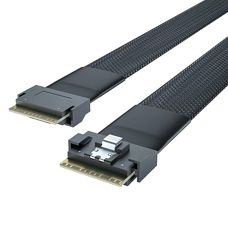 10Gtek SlimSAS SFF-8654 to SFF-8654 8i Cable, 24G PCIe4.0, 85-ohm, 0.5m
