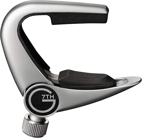 G7th Newport 3 String Partial Silver Guitar Capo - Lightweight with Adjustable Tension Control - Protective Silicone Pads - The Perfect Capo for Acoustic and Electric Guitar - UK Designed