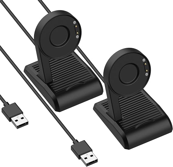 Compatible with TicWatch Pro 3 Charger Stand, 3.3ft Power Charging Cable Cord Replacement Magnetic Charging Dock for Ticwatch E3/Pro 3/Pro 3 Ultra/Pro 3 LTE Smart Watch (2pcs Black)
