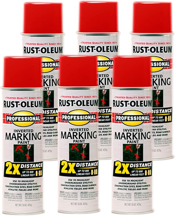 Rust-Oleum Professional 2X Inverted Marking Caution Blue Spray Paint | Utility Marking, Construction Layout, Survey Marking, High Visibility Color, 2X