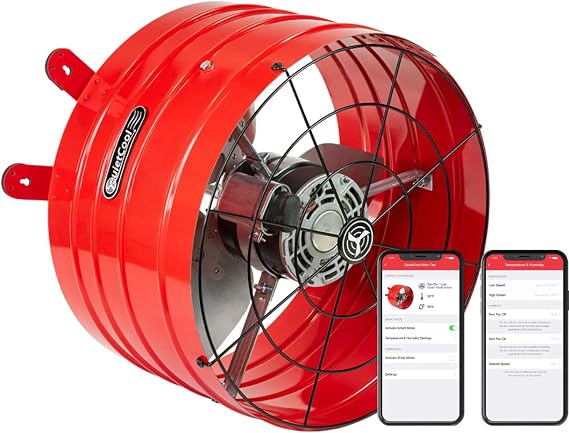 Quietcool AFG SMT PRO-3.0 Smart Attic Fan for Gable Vents - 2940 CFM - Smart App Control - Thermostat and Humidistat - 20ft Power Cord - Plug-and-play - Two Speed