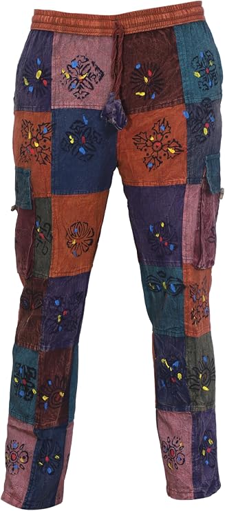 Ezhippie Mens Light Weight Hippie Patchwork Pants