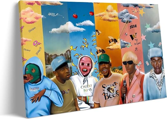 Rapper Tyler Poster The Creator Art Canvas Print Poster for Boys and Girls Bedroom Wall Art Decoration (12x18 inch,Canvas roll)
