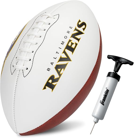 Franklin Sports NFL Autograph Football - Official Size White Panel Souvenir Football for Autographs + Signatures - NFL Team Fan Shop Memorabilia