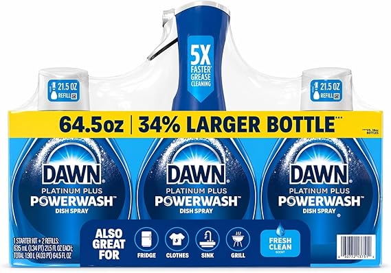 Dawn Platinum Powerwash, Fresh Scent, 1 Starter Kit + 2 Refills (21.5oz each - 3 Piece Set)