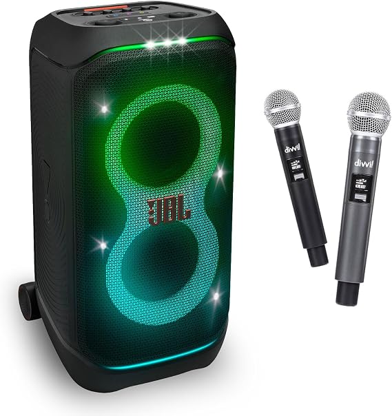 JBL PartyBox Stage 320 Party Speaker & divvi Mic w/case Bundle