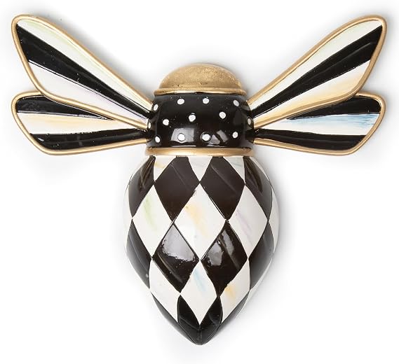 MACKENZIE-CHILDS Bee Wall Decor, Black-and-White Courtly Check