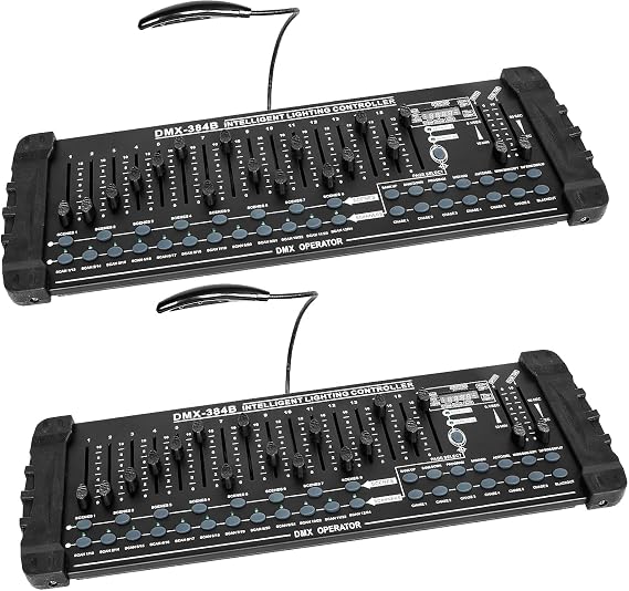 DMX512 DJ Controller 384CH DMX Cotroller Use for Program Editing of Bar Club Live Lights Show Support 30 Banks 8 Scenes 24 fixtures Stage Lighting Console(2 Pack)