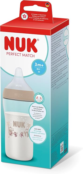NUK Perfect Match PP Biberon, 260 ml, Maymun
