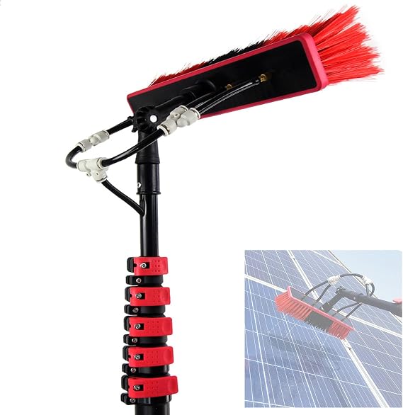 Water Fed Pole Brush Solar Panel Window Cleaner Cleaning Brush & Pole Kit 12FT-36FT Adjustable Extendable Outdoor Window Glass Solar Panel Spray Washer Washing Equipment(Size:12FT)